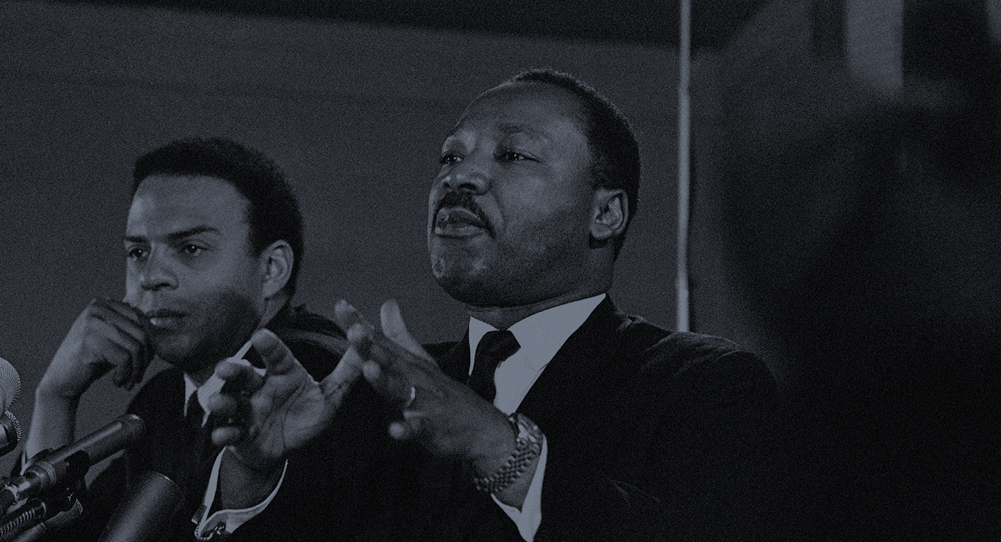 Dr. Martin Luther King, Jr., Feb. 7, 1968 promised a massive demonstration this spring in Washington and hinted the crusade may be extended to the political party conventions in August. King, president of the Southern Christian Leadership Conference said the demonstration in Washington will last for weeks and maybe for months. At left is the Rev. Andrew Young, executive Vice President of the Southern Conference. (AP Photo)